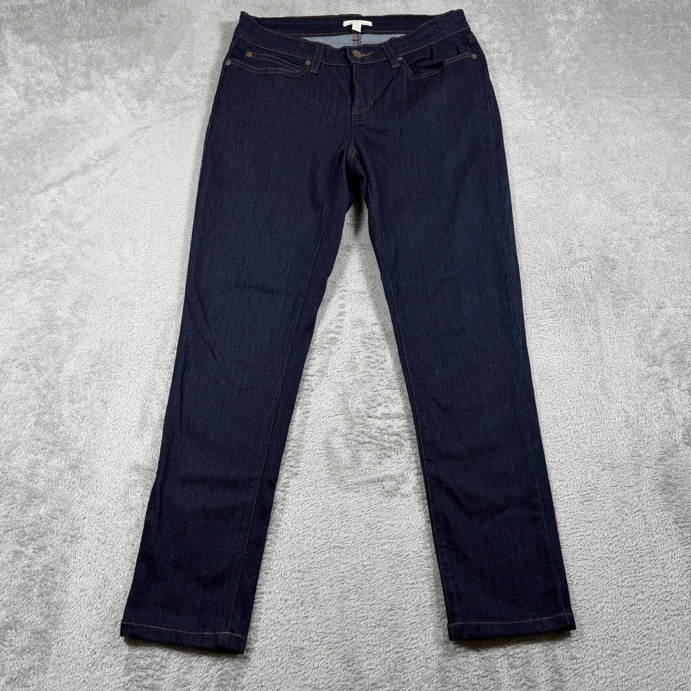 Eileen Fisher Jeans Womens 4 Blue Dark Wash Slim Straight Organic Stretch Denim